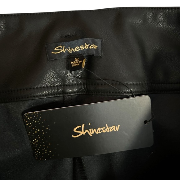 NWT Shinestar Pants Women’s Black Super High Waist Faux Leather Straight Pants - Picture 5 of 6